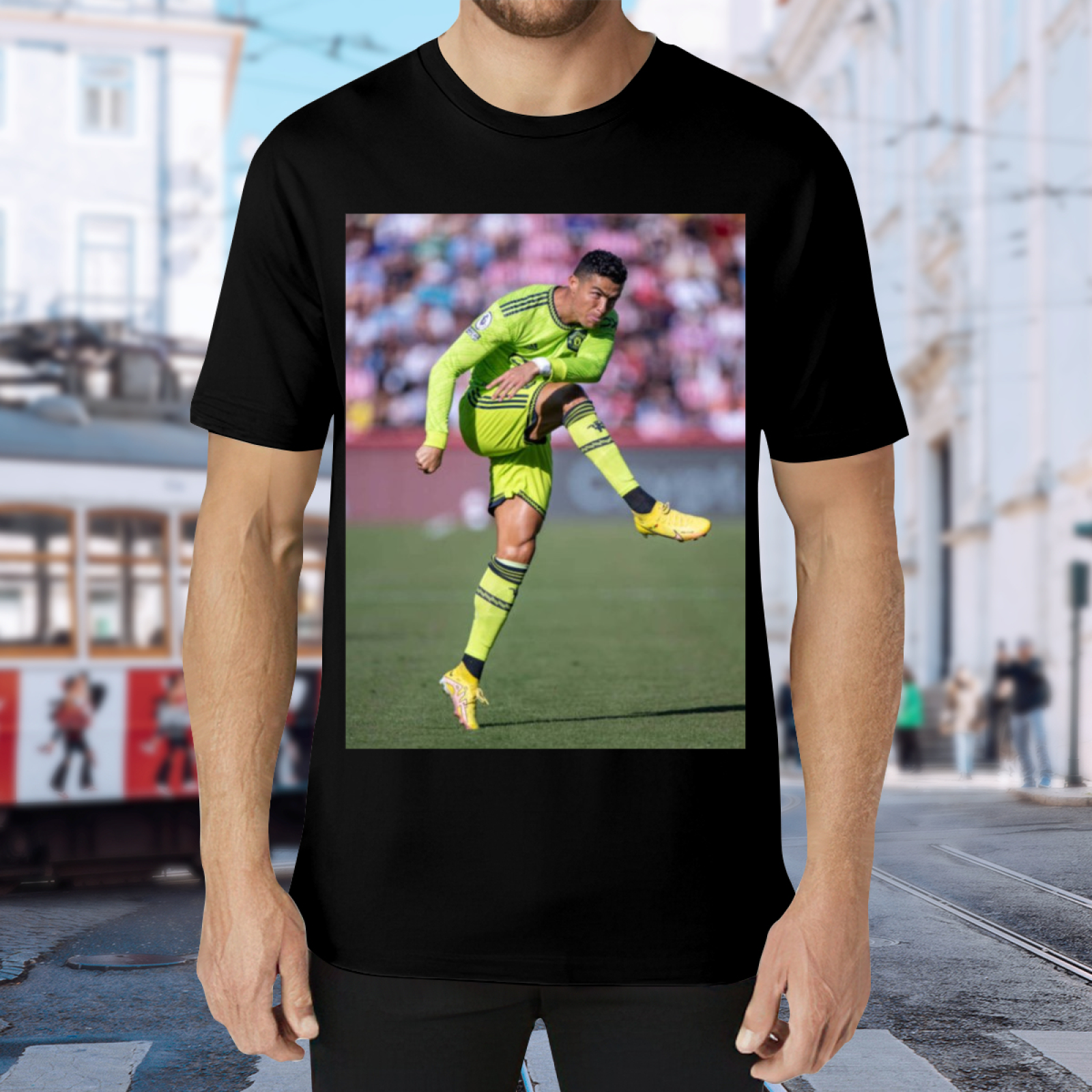 Football Striker Action T-Shirt Represent the Heart of Soccer