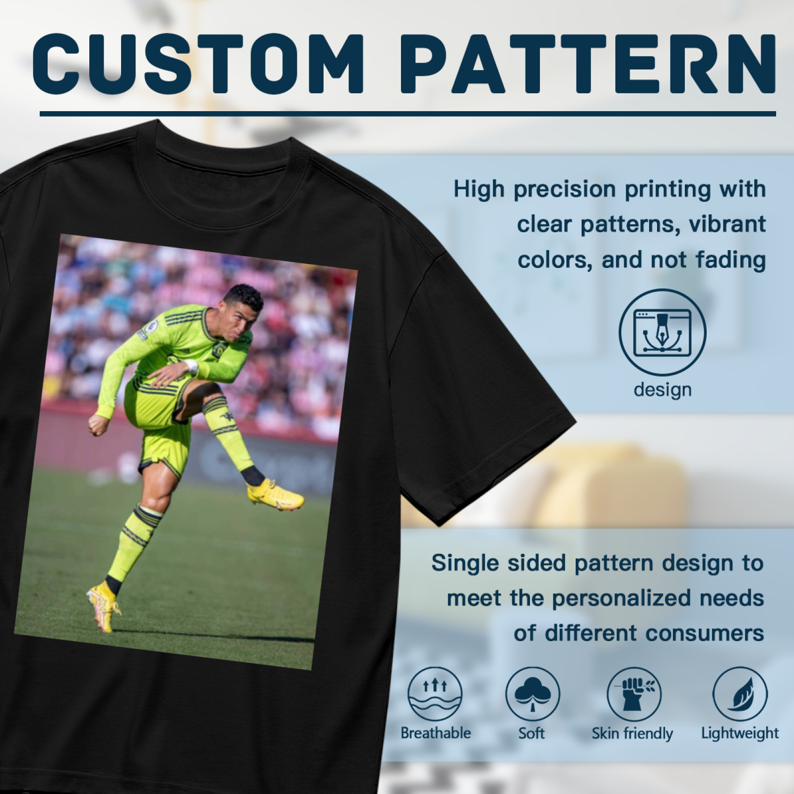 Football Striker Action T-Shirt Represent the Heart of Soccer